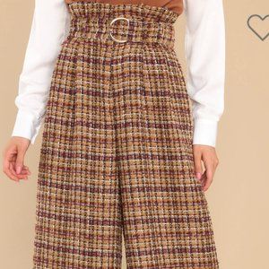 Wide Leg Tweed Pants
